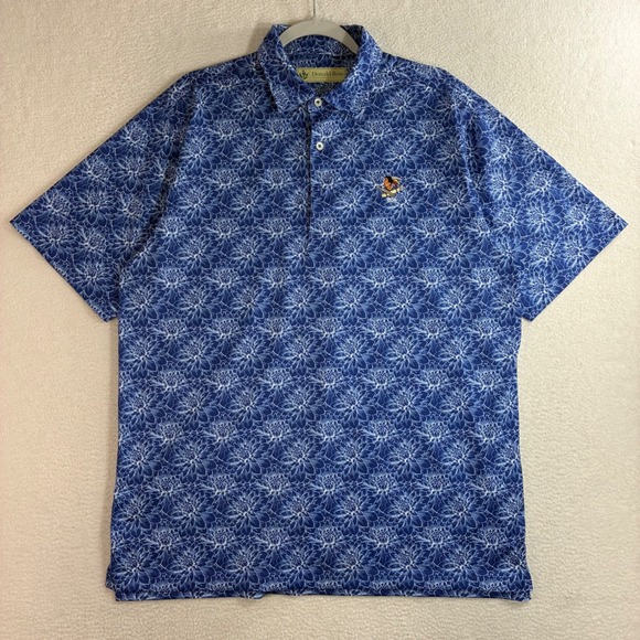 Donald Ross Philadelphia Cricket Club Golf Polo Shirt Men M Blue Floral AOP 1854 - Picture 2 of 8